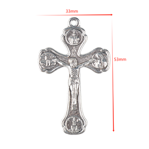 Haute qualité jésus <span class=keywords><strong>Christ</strong></span> <span class=keywords><strong>croix</strong></span> pendentif religieux alliage métal 53*33mm <span class=keywords><strong>croix</strong></span> pour chapelet accessoires - Product Image 4