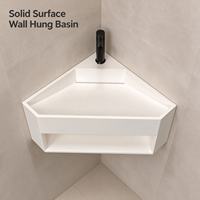Lavabo carré compact sur mesure en acrylique, vasque murale moderne en surface solide pour salle de bain, lavabo de toilette OEM