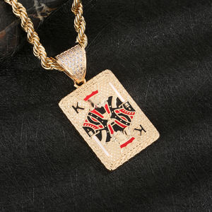 HP486 affascinante 14k oro re del Club ciondolo, semplice carta da gioco ciondolo, carta da gioco gioielli adatti per il regalo fidanzato - Product Image 4