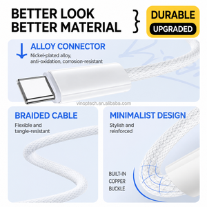 批发240W PD超快充电Type-C转Type-C数据线USB-C 1M原装尼龙编织充电线适用于iPhone 17 - Product Image 2