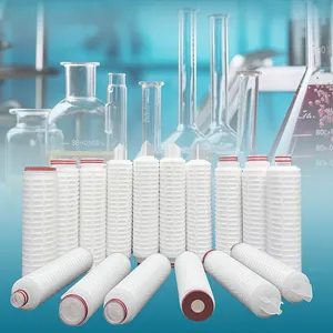 PTFE High Flow Pleated Filter Cartridge Industrial 0.1 0.22 Micron Liquid Filter Cartridge Of Polypropylene