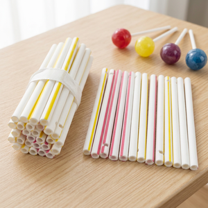 White Plastic PP <b>Sticks</b> with Color one Holes for <b>Candy</b> Packaging Round Disposable pop <b>stick</b> 70mm 75mm 80mm - Product Image 1