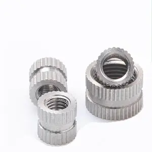 Precisão Metal Fastener GB809 m3.5 m4 m5 aço inoxidável 303 316 grãos retos recartilhado moldagem Injeção Thread Insert Nut