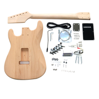 TC DIY Unfinished Basswood Maple 6-String Electric Guitar Kit for Beginner Students Music Model