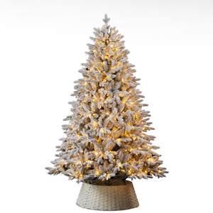 Encrypted PE Hybrid Flocking Artificial Christmas <b>Tree</b> with Built-in Dual-Color Lights Eco-Friendly Luxury Home Decor - Product Image 1