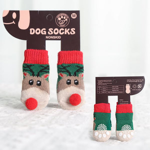 Christmas Pet Socks For Dogs Cats Small Medium Warm Cotton Printed Cute Design Four Seasons Use - Product Image 4