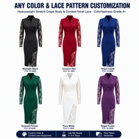 Robe de soirée élégante sur mesure pour femmes, robe crayon en dentelle transparente à manches longues, taille plus, usine de vêtements OEM ODM