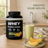 Poudre de protéines de lactosérum à marque privée, saveur melon Hami, complément nutritionnel sportif pour le gain musculaire, OEM ODM, vente en gros