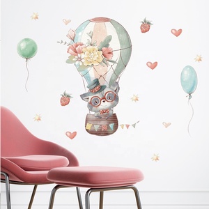 Cartone animato procione pallone ad aria calda fragola paste da parete camera dei bambini camera da letto scuola materna <span class=keywords><strong>adesivi</strong></span> di abbellimento della parete - Product Image 3