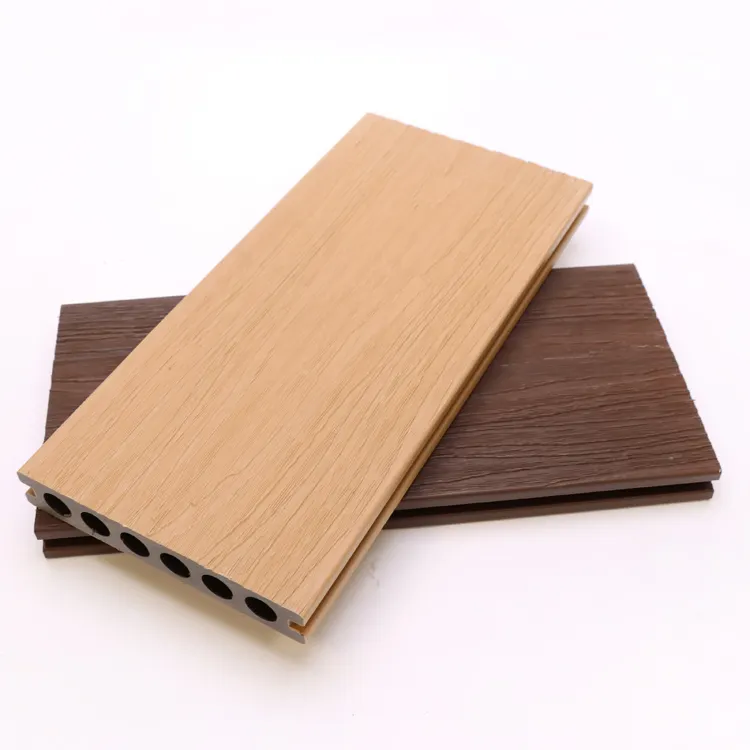 Factory Direct Selling Co-extrusion Wood Plastic Composite Flooring Round Hollow Anti-uv wpc Decking Application in Open Air