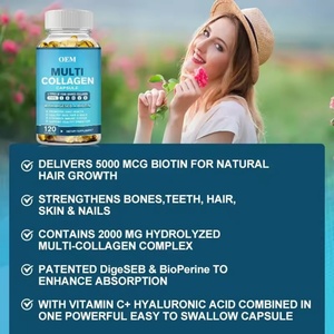 Cápsulas de Colágeno Complejo con Biotina, Vitamina C, Tipos I, II, III y V para un Cabello Saludable, una Piel Hermosa, Uñas y Articulaciones Fuertes - Product Image 6