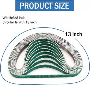 25 bandes abrasives en zircone de 3/8 po x 13 po pour ponceuse à bande pneumatique, grain 40-120 pour métal - Product Image 2