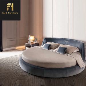 Encanto único de lujo con características suaves cama de tela <span class=keywords><strong>azul</strong></span> King Size camas circulares dormitorio de Hotel cama redonda Doble - Product Image 6