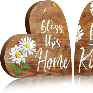 Jetec 2pcs décor de coeur en bois rustique petits centres de table de ferme pour salon et salle à manger décorations de table de mariage - Product Image 1