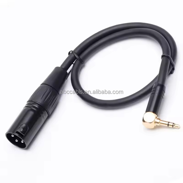 ABCCABLS XLR 3Pin Male to 90 Degree Right Angle 3.5mm TRS Audio Cable Double Shielded Microphone Cable for Camera Mixer