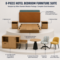Ensemble de meubles de chambre d'hôtel Hampton by Hilton King, 8 pièces, en placage de bois moderne, de luxe, écologique et durable, directement de l'usine