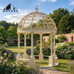 Gazebo in Metallo Stile Vintage Europeo di Lusso per Decorazioni Matrimoniali, Padiglione in Ferro Battuto a Cupola Rotonda per Giardino Esterno in Vendita - Product Image 2