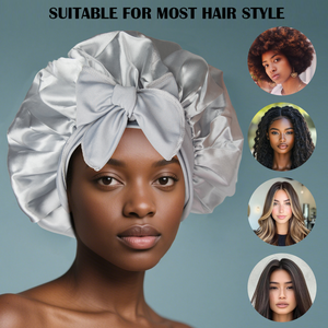 Bonnet <span class=keywords><strong>de</strong></span> nuit en satin élastique pour cheveux bouclés, protection large bande, bonnet <span class=keywords><strong>de</strong></span> douche pour femme - Product Image 6