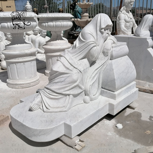 BLVE décoration de cimetière de Style occidental sculpture sur pierre blanche pleurant Mary Sculpture pierre tombale marbre femme Monument - Product Image 2