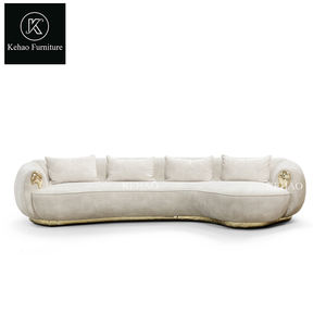 <span class=keywords><strong>Villa</strong></span> Sofá curvo de estilo moderno con luz de latón Juegos de muebles de sala de estar de lujo Sofás personalizados para Boca do <span class=keywords><strong>Lobo</strong></span> - Product Image 4