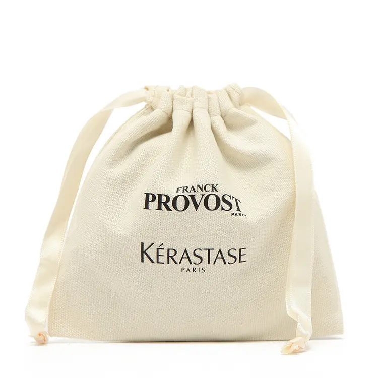 Customized Promotional Natural Cotton Drawstring Dust Bag High Quality Packaging Cotton Gift Drawstring Bag With Ribbon Strings