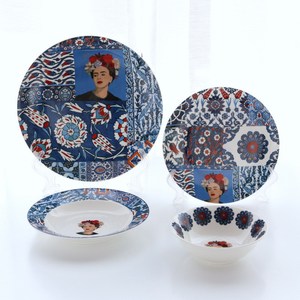 ชุดเซรามิกสไตล์นอร์ดิก 4 ชิ้น ชุดจานชามเซรามิกลายหน้าคน - Product Image 3