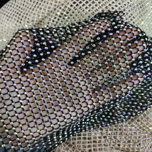 30*40 cm rhinestones mesh elastic extensible ab crystal stretch rhinestone mesh fabric for shoe cloth