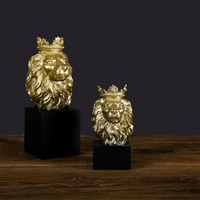 Style nordique Simple noir et blanc Lion couronne Statue mode résine artisanat pour la décoration de la maison artiste accessoire