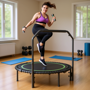 Mini Trampolín Plegable de 51 Pulgadas con Asa para Ejercicio en Casa, Trampolín para Uso Interior, Equipo de Entrenamiento Cardiovascular Unisex - Product Image 2