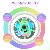 Ventilateur de Plafond LED Intelligent E27 Rotatif à 5 Vitesses, Intensité Variable, pour Salle de Bain, Construction Métallique Moderne, 5 Températures de Couleur, Télécommande