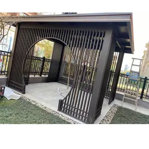 Lüks Modern açık Pergola alüminyum su geçirmez panjur çatı Metal bahçe Pergola