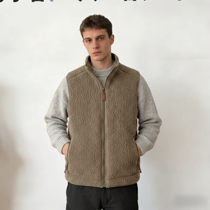 AQTQ Spring and Autumn Sherpa Gilet Streetwear Custom logo Graphic Men's Fleece <strong>Vest</strong> - Product Image 1