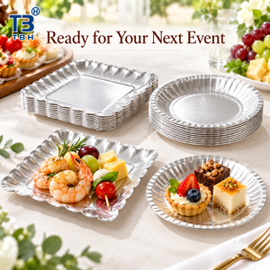 Plato de papel de aluminio de 6 pulgadas de diámetro, apto para uso alimentario, resistente al calor, bandeja para hornear para puestos de comida y comida para llevar, compatible con OEM y ODM. - Product Image 5