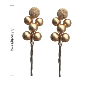 Cadena de cuentas de vidrio doradas y plateadas de 9 cm, decoración navideña de espuma, bayas de bayas de la bahía simuladas para caja de regalo de boda - Product Image 2