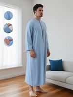 Túnica Burka para Hombre, Ropa Casual Tradicional de Oriente Medio |   Camiseta de Manga Larga 100% Poliéster para el Ramadán