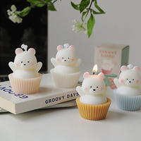 AIKUN-Bougie Cupcake Créative à la Main, Cadeau d'Anniversaire, Décoratif, 3d, Animal, Ours, Cire de Soja Parfumée