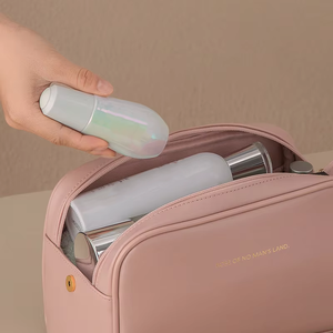 맞춤형 더블 지퍼 핸드 파우치 메이크업 가방 PU 방수 휴대용 여행 세면 용품 주최자 화장품 가방 - Product Image 5