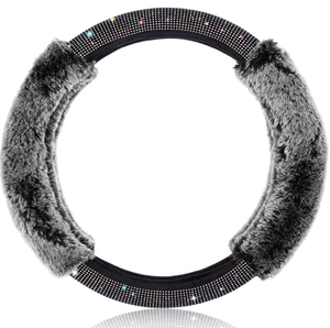Phụ Nữ Thời Trang Trang Trí Xe Fluffy Bling Pha Lê Rhinestone Chỉ Đạo Wheel Fur Cover Phụ Kiện Xe Hơi Cho Phụ Nữ - Product Image 2