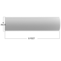 Conduit d'air en PVC blanc flexible de 8 pieds en aluminium pour HVAC et échappement de cuisines