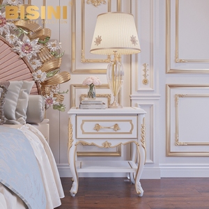 Maison de villa de style européen antique <span class=keywords><strong>blanc</strong></span> et plaqué or à côté de la table de nuit en bois sculpté princesse filles <span class=keywords><strong>chambre</strong></span> à coucher table de chevet - Product Image 4