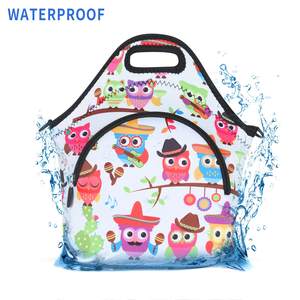 Custom Neoprene <b>Lunch</b> <b>Bag</b> Reusable Insulated <b>Lunch</b> <b>Box</b> with Adjustable Shoulder Strap&Pocket Cartoon Travel Tote Food Handbags - Product Image 5