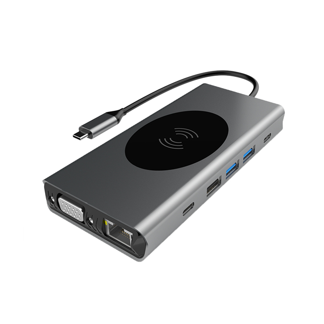 Dock Station 13 in 1 Wireless Charging 1080p Rj45 100M Type c Hub 3.0 13 Port Multifunction Usb Hub