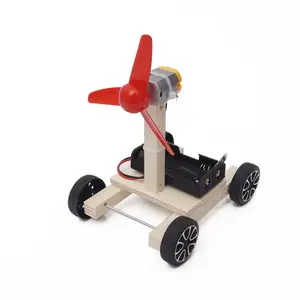 Mainan Mobil Kerajinan Kayu DIY Angin Sayap Tunggal, Percobaan Sekolah Pendidikan Diy Teka-teki Rakit Kayu