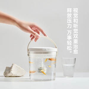 Mini aquarium Olayks OLK-YG01 en céramique blanche cylindrique pour eau douce avec éclairage multicolore, utilisation sur bureau ou en entreprise - Product Image 3