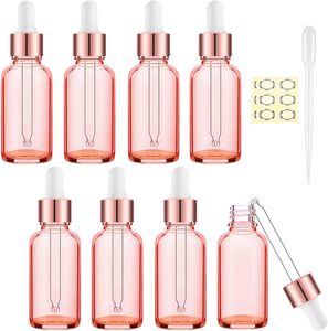 Luxury Fancy 5ml 100ml Empty Pink Rose Gold Glass ECO Friendly Serum Eye Essential Oil <b>Dropper</b> <b>Bottles</b> Cosmetic Screen Printing - Product Image 1
