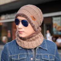 Ensemble bonnet et écharpe d'hiver en polaire épaisse et tricotée pour homme et femme, idéal pour le ski