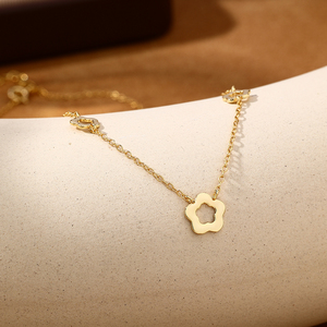 Collar de Plata de Ley 925 con Baño de Oro de 18K y Dije de Flor Calada para Mujer, Regalos Modernos para Fiestas - Product Image 2