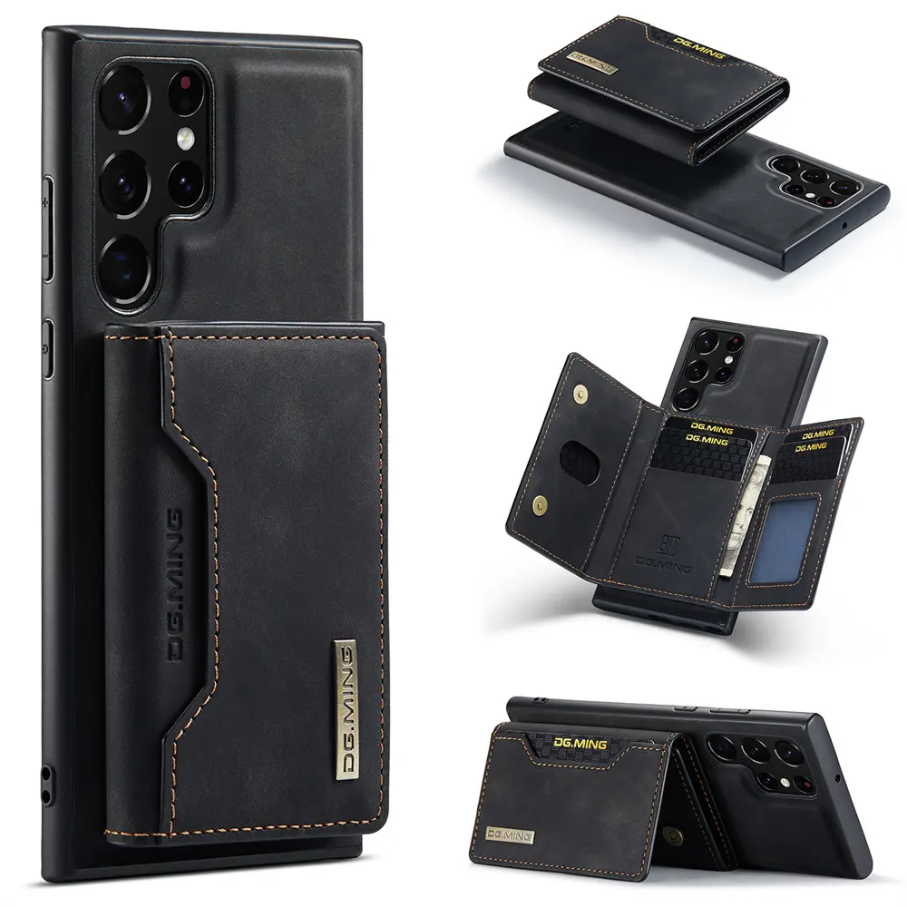 Custodia per telefono con tasca magnetica in pelle staccabile per Galaxy S22 S23 Ultra, custodia a portafoglio di lusso per Samsung S22 Ultra