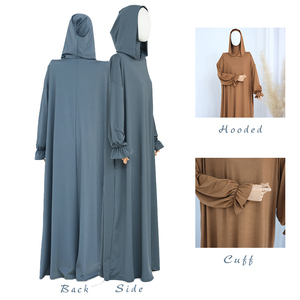 <span class=keywords><strong>Jersey</strong></span> elástico con capucha <span class=keywords><strong>Abaya</strong></span> bata con puño elástico con volantes Mujeres musulmanas modestas Ropa islámica Venta al por mayor <span class=keywords><strong>Abaya</strong></span> de oración cerrada - Product Image 3
