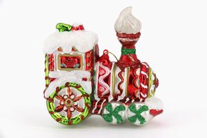 Zhengtian 크리스마스 이브 파티 장식 고급 빈티지 실내 유리 사탕 반짝이 기차 빨간 머리 모양 상자 포장 가정 사용 - Product Image 5